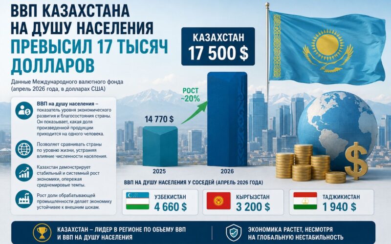 ВВП Казахстана на душу населения превысил 17 тысяч долларов