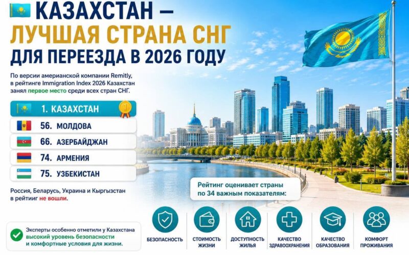 Казахстан — лучшая страна СНГ для переезда в 2026 году