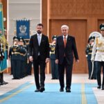 Во Дворце Независимости состоялась церемония встречи Президента Черногории, прибывшего в нашу страну с официальным визитом