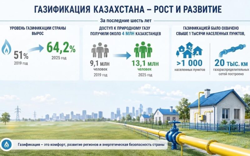 За 6 лет доступ к газу получили еще 4 млн казахстанцев